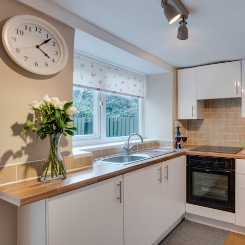 Cook in a well-equipped kitchen, making self-catering a breeze