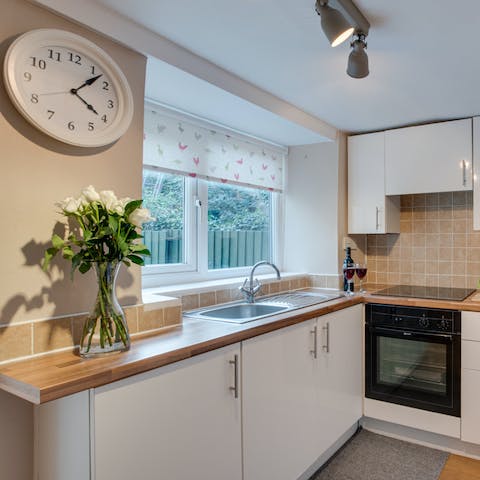Cook in a well-equipped kitchen, making self-catering a breeze