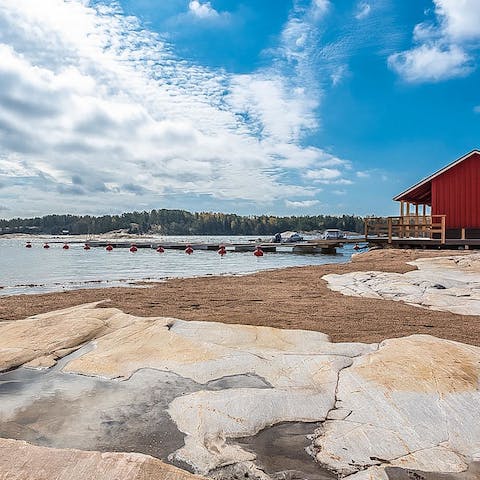 Step out of the front door right onto the shore of the Baltic Sea