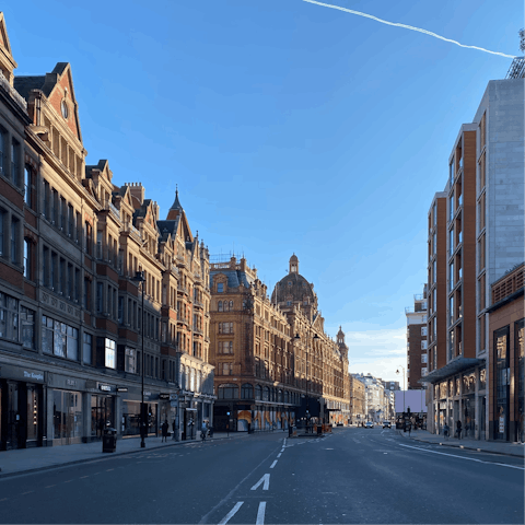 Step out of the apartment and onto the bustling streets of Knightsbridge