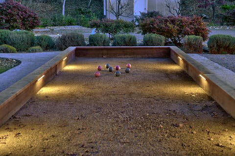 Get competitive playing corn hole and bocce ball