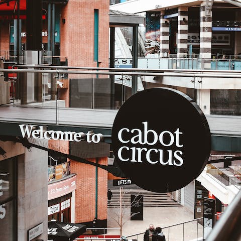 Treat yourself to some retail therapy at Cabot Circus, a six-minute walk away