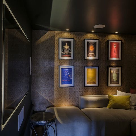 Cosy up for a film night in the cinema room