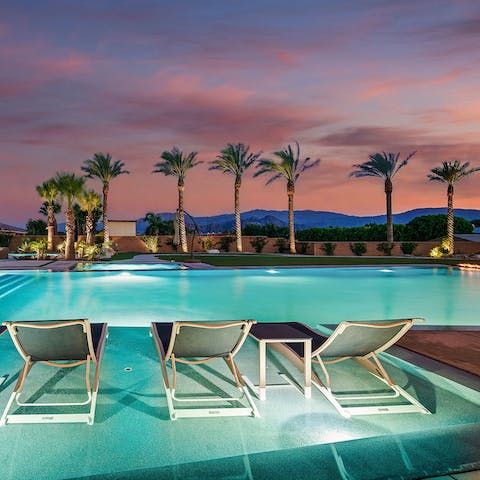 Settle into pool loungers overlooking incredible mountain vistas