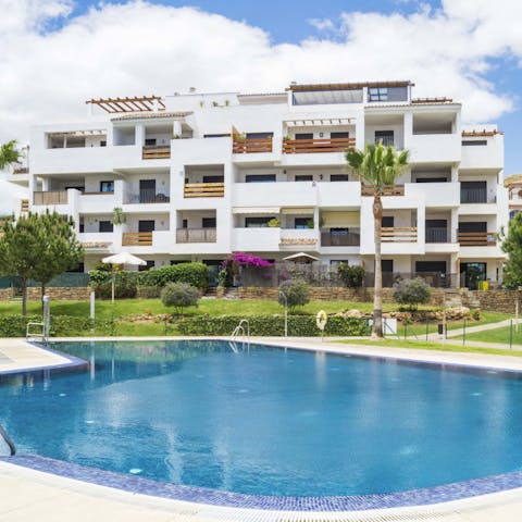 Cool off on sunny afternoons with a dip in the communal pool