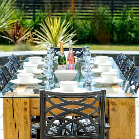 Make dinner a real occasion on the sunny patio
