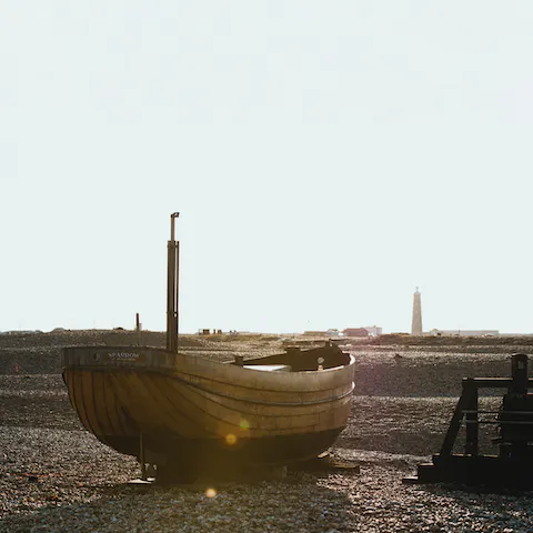 Explore the rugged coastal landscapes at Greatstone Beach, a short drive away