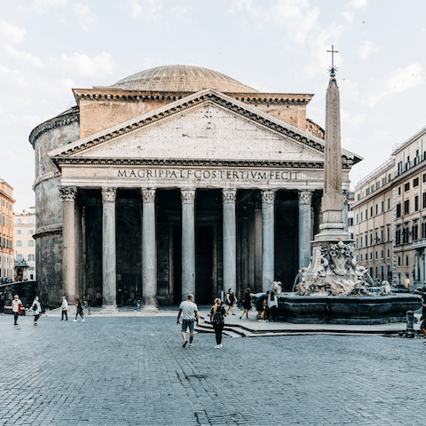 Fall upon the city's stunning architecture and landmarks such as the Pantheon, only an eight-minute walk away  from your apartment