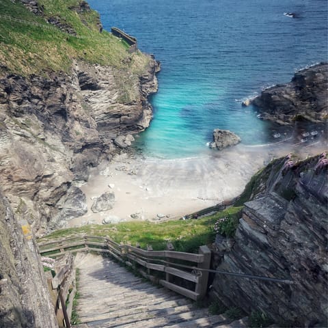 Visit Tintagel Castle and Bossiney Cove, thirty six minutes away by car