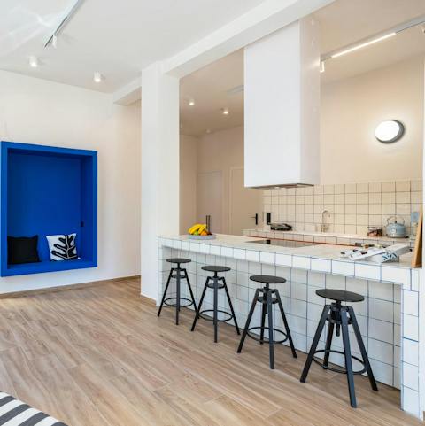 Cook up Greek feasts in the social open-plan kitchen
