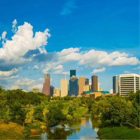 Wander around Houston's Skyline District, or reach central Downtown in just over ten minutes