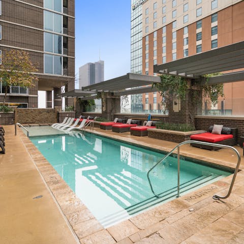 Take a dip in the shared outdoor pool