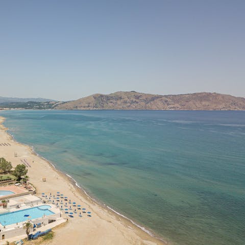 Spend the day on the sandy stretch, Kavros Beach is on your doorstep