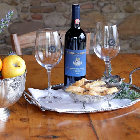 Sample locally produced grapes, wine and the olive oil from the estate