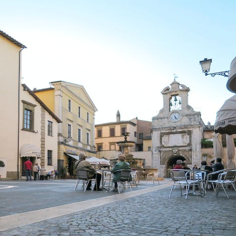 Head into the centre of Sutri for lunch, just a three-minute drive from home