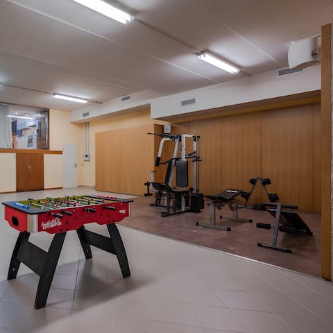 Gather in the basement gym and games rooms for some fun