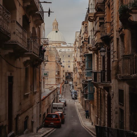Wander the atmospheric streets of Valetta, straight from your front door