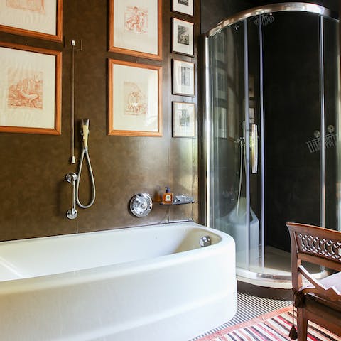 Treat yourself to an indulgent soak in the sumptuous tub