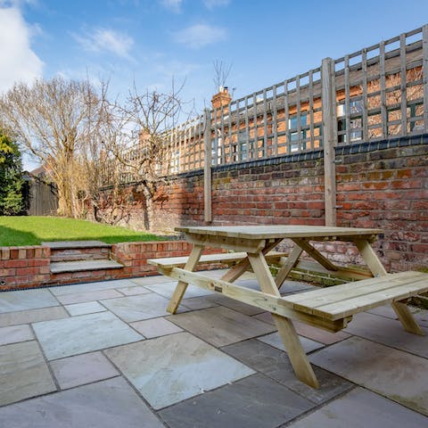 Have a picnic lunch at home in the pretty garden 