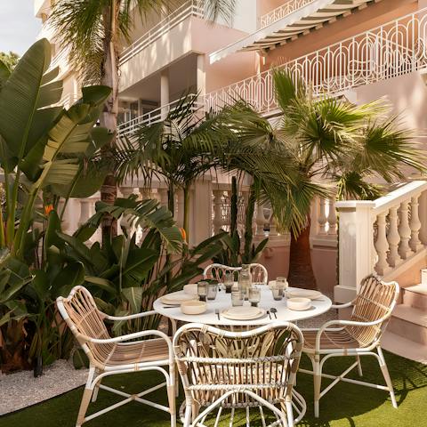 Share leisurely lunches alfresco on the private terrace