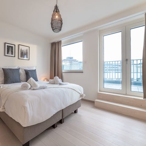 Step out onto the communal patio from your bedroom
