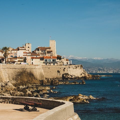 Take in the charm of old-town Antibes, a seven-minute drive
