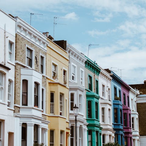 Explore the eclectic markets, eateries and shops in Notting Hill, a fifteen-minute walk away