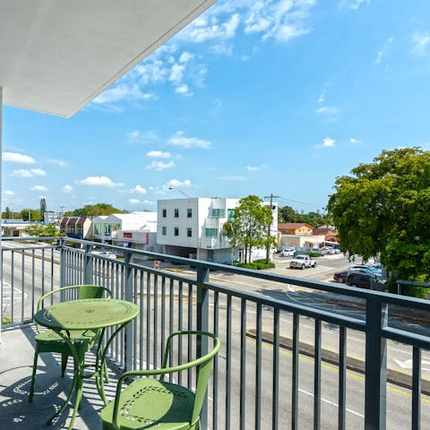 Enjoy a morning coffee on the bright balcony