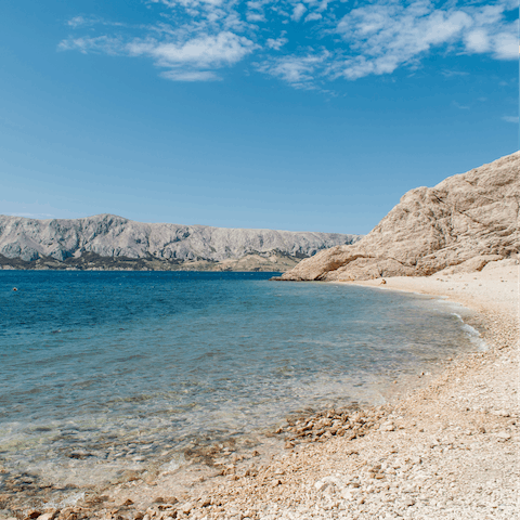 Spend a beach day down at Posedarje, a 7km drive away