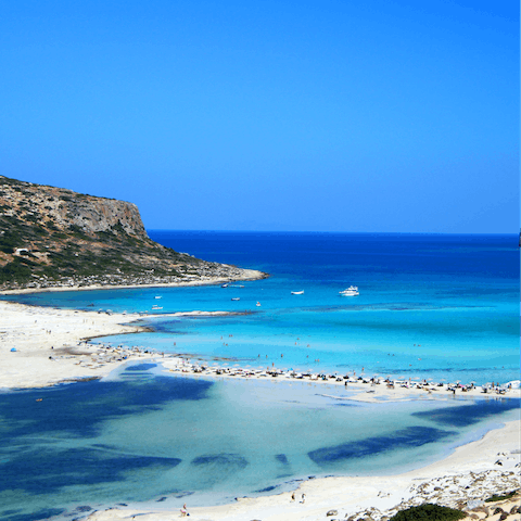 Immerse yourself in the mythical beauty of Crete, with a sandy beach just moments away 