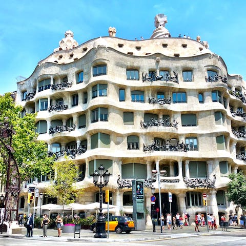 Admire Antoni Gaudi's most iconic work Casa Milà, just a fifteen-minute walk away