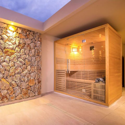 Unwind with loved ones in the private sauna