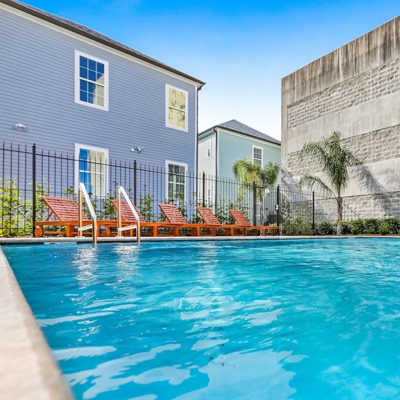 Plunge into the sparkling swimming pool on hot afternoons
