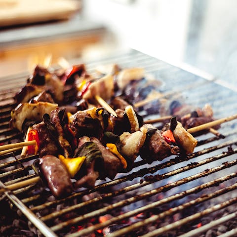 Prepare a mouth-watering feast on the barbecue in the garden as the evening rolls on