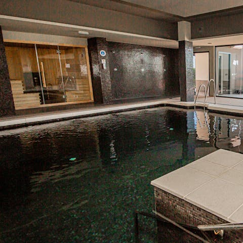 Get some peace and quiet with a relaxing swim in the indoor shared pool