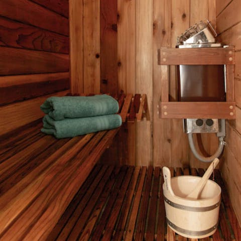 Set aside some time to relax in the home's private sauna