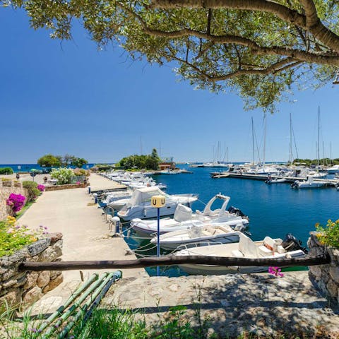 Take a stroll around the marina, just ten minutes from your doorstep