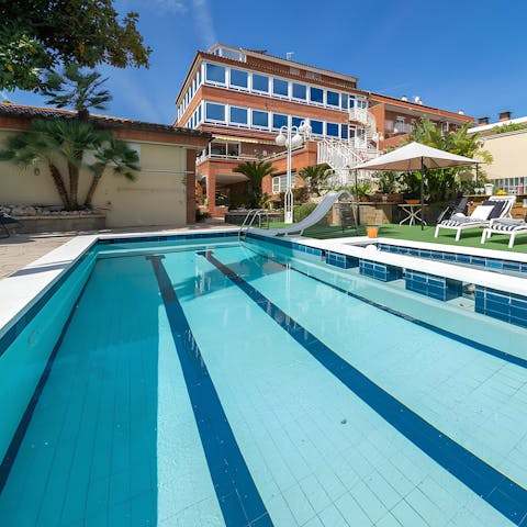 Slide into the shared pool for some holiday fun