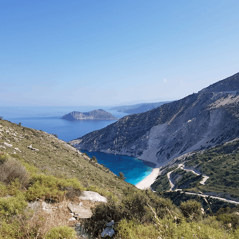 Head for the beautiful coast of Kefalonia – you're a three-minute walk from the water's edge