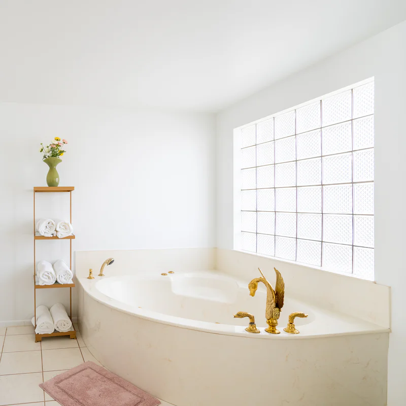 Sink into the corner bath for a long soak