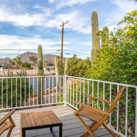 Savour morning coffee with a view of Camelback Mountain