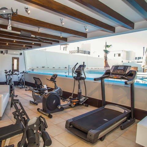 Work up a sweat in the gym – part of a separate annex with poolside views