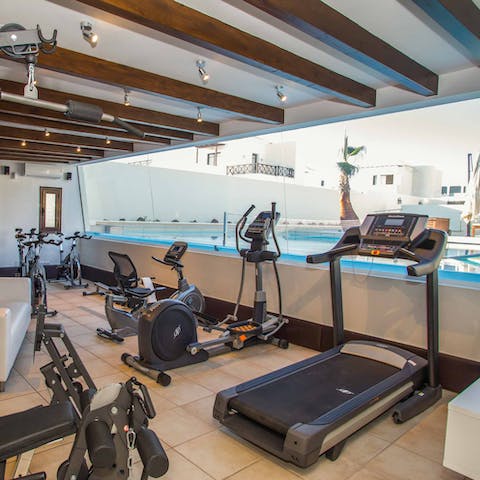 Work up a sweat in the gym – part of a separate annex with poolside views