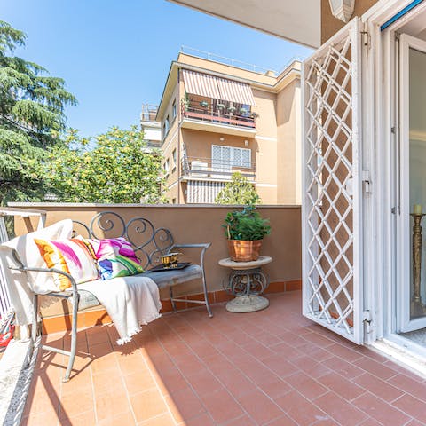 Enjoy your morning coffee on the sunny balcony