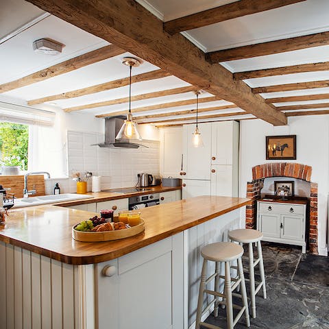Cook your meals in the quaint country kitchen