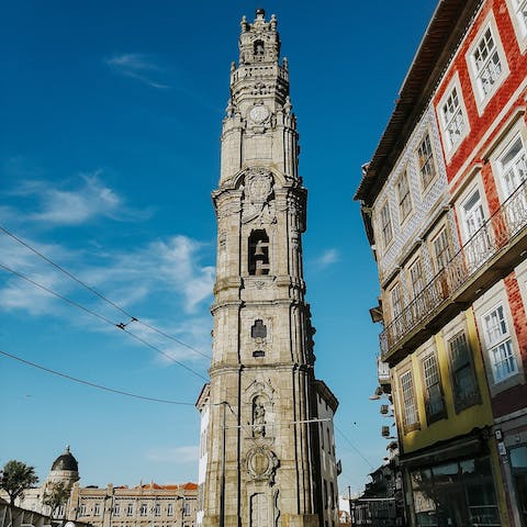 Pay a visit to the Torre dos Clérigos, a 75-meter-tall bell tower visible from the rooftop terrace