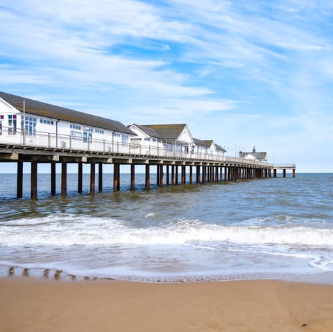 Walk for just five minutes to the golden sandy beach at Southwold and the famous pier