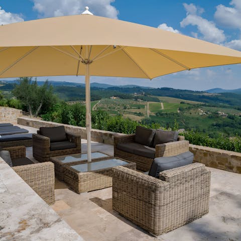 Hang out on the terrace and gaze at the views of the countryside