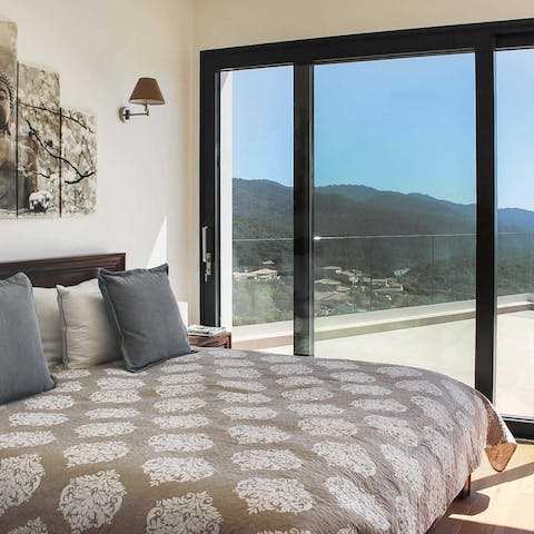 Wake up to views of the mountains through the sliding doors