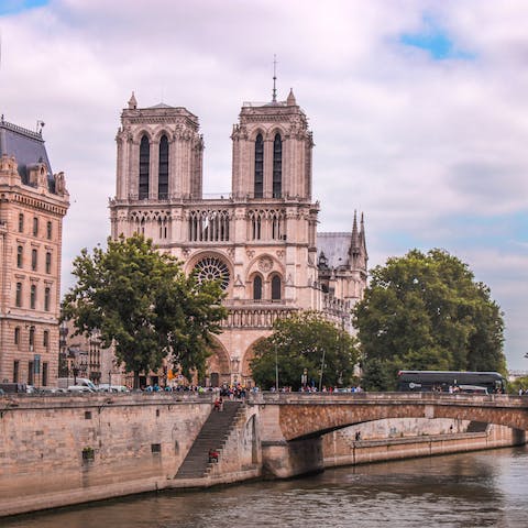 Visit the historic Notre Dame Cathedral, only twenty minutes away on foot